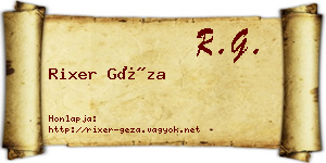 Rixer Géza névjegykártya