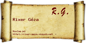 Rixer Géza névjegykártya